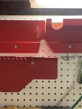Red Metal Pegboard Storage Bin – Wall/Board Organizer